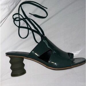 NOMIA Twyla Lace Up Mule in OLIVE Size 39